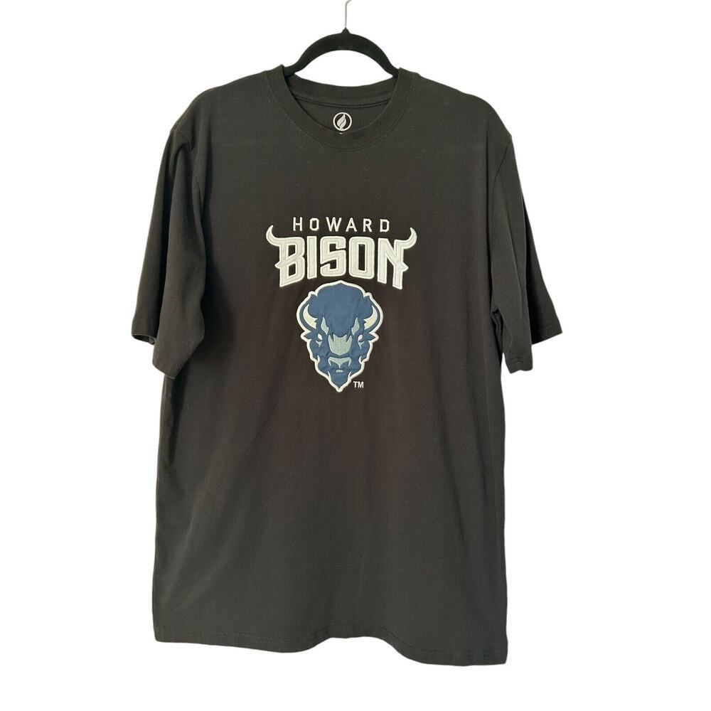 FISLL Men's Shirt Size L Black Howard Bison‎ Short Sleeve Print Applique T-Shirt